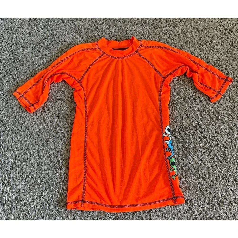 Children's Place Boys Orange‎ Short Sleeve Swim Shirt Size 10/12